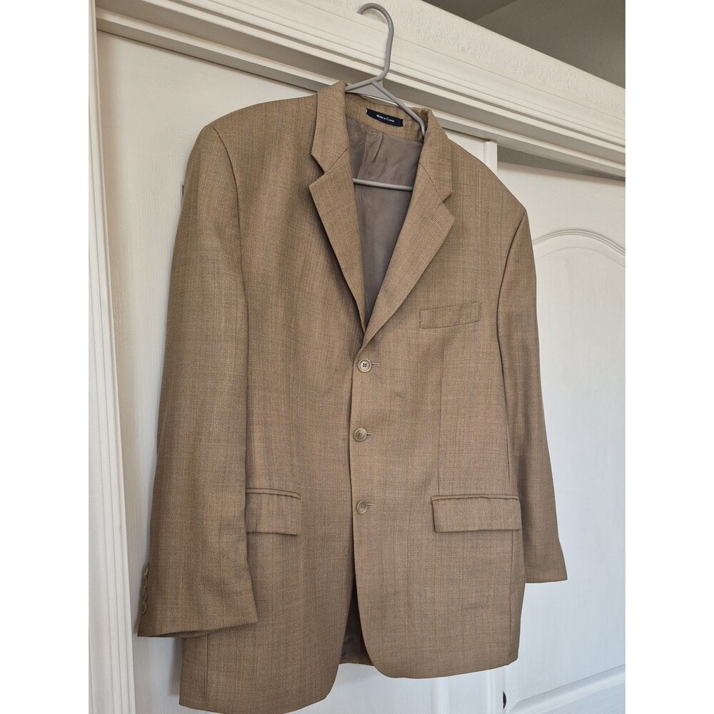 Chaps 100% Wool Three Button Smooth Blazer W/herringbone Pattern Sz 48R - Picture 16 of 17